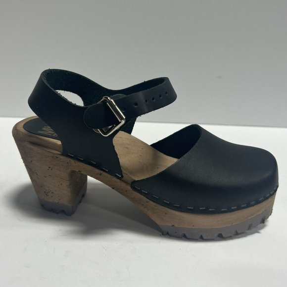 MIA Shoes - MIA Women's Abba Clog Black Leather, Size US7 M EU37
